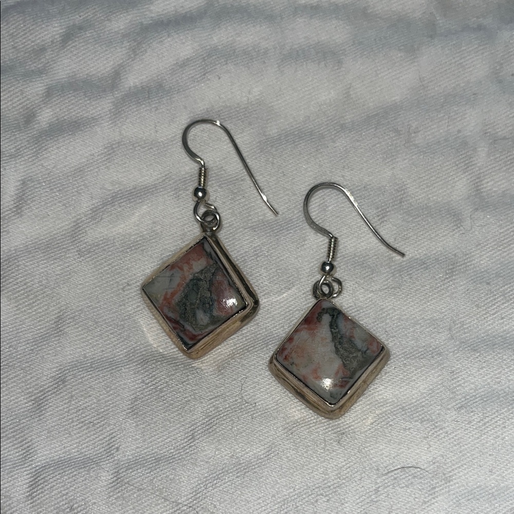 Elegant Silver and Ocean Jasper Dangle Earrings